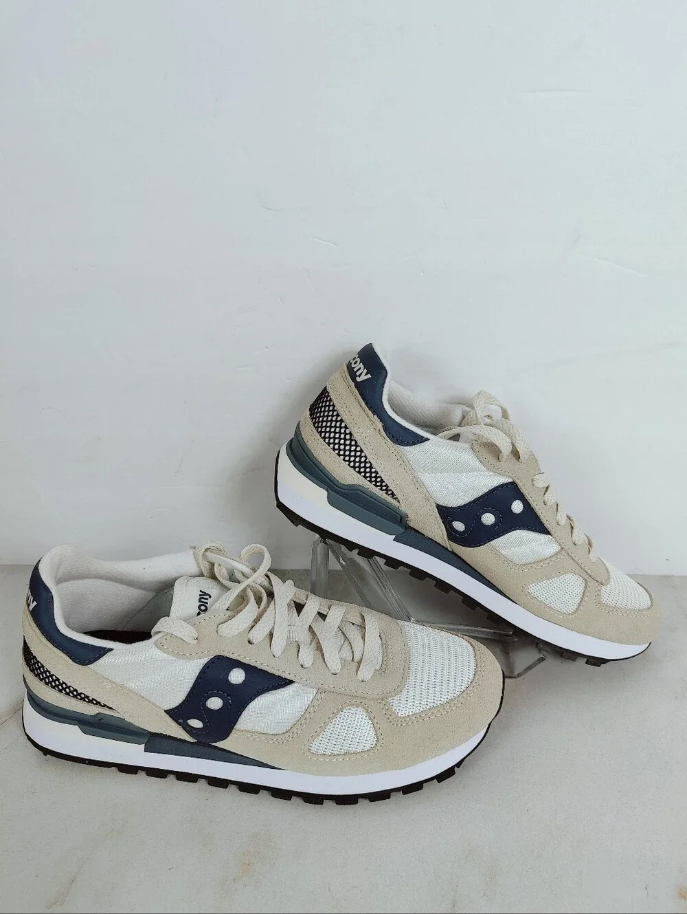 NIB Saucony Men's Shadow Original Sneakers Navy Beige, Sz 7.5